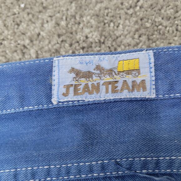 Jean Team High Rise Groovy Retro Distressed Faded Blue Jeans Size 36/30 - Picture 7 of 12